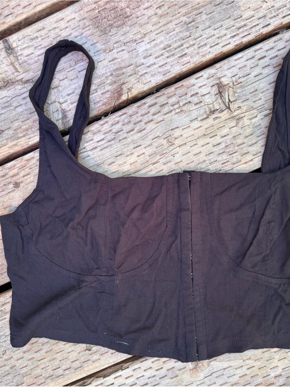 wild fable Black Sleeveless Bust-Seamed Crop Top - Picture 2 of 5